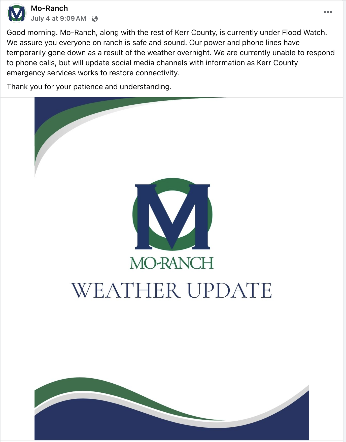 Actualización meteorológica de Mo Ranch